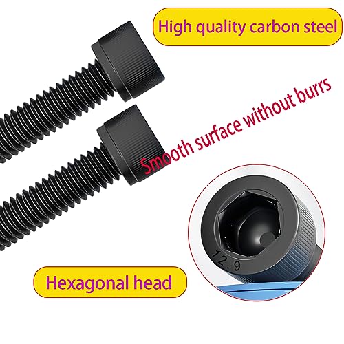 Qrity 10PCS M6x55mm Cylinder Screws with Hexagon Socket, Carbon Steel Fully Thread Fastener Screw - Image 4