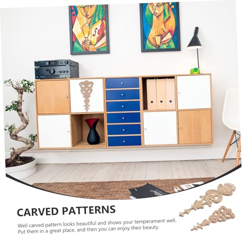 HAMPPLIES 2個 欧式実木彫刻装飾 家具扉キャビネット用 木製彫刻アプリーク 自然な質感 ホームオーナメント ドア窓用インテリアデコレーショ