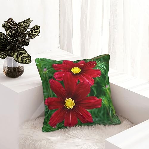 Housse de coussin extérieur cuir imperméable fleur rouge pour canapé - 7