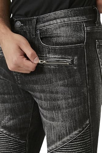 Forever 21 Men's Stretch-Denim Moto Skinny Jeans4