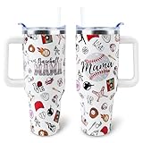 WENININOK Baseball Mom 40 oz Tumbler with Handle and Straw Lid Leak Proof - Baseball Mom Tumbler for Mothers Day Gifts for Mom Women - Stainless Steel Cup Dishwasher Safe