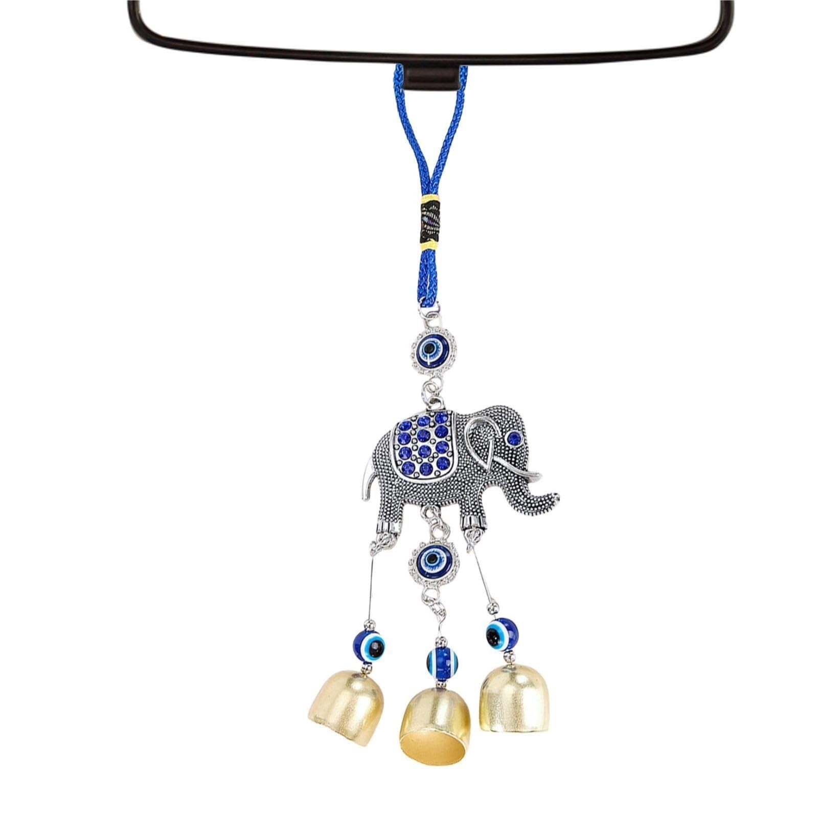 Wind Chime Evil Eye Wind Chimes Butterfly Windchime With Bells Blue Amulet Protection Hanging Windchimes Windchime(Elephant)