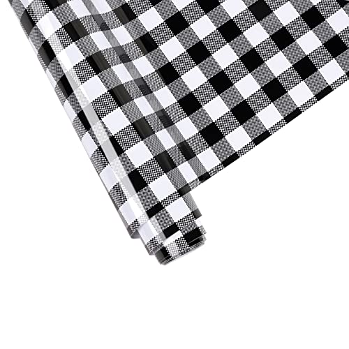 Htvront Buffalo Plaid Permanent Vinyl, 12" X 5Ft Black And White Plaid Permanent Vinyl For Cricut Machine, Checkered Self Adhesive Vinyl Roll For Christmas Decorations - Easy To Cut & Weed & Transfer #TOP22