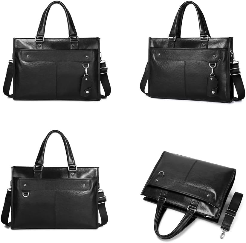 Leather Briefcase for Men, Messenger Briefcase Business Satchel Computer Handbag Shoulder Bag