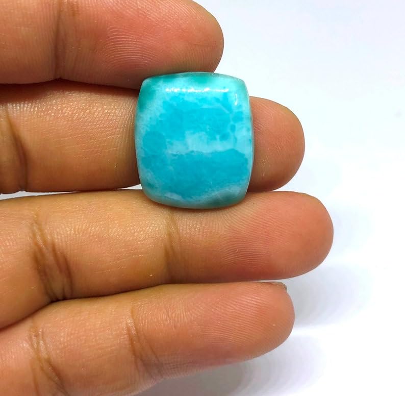 Larimar pierre naturelle fabrication bijoux cabochon rectangle 20x18mm