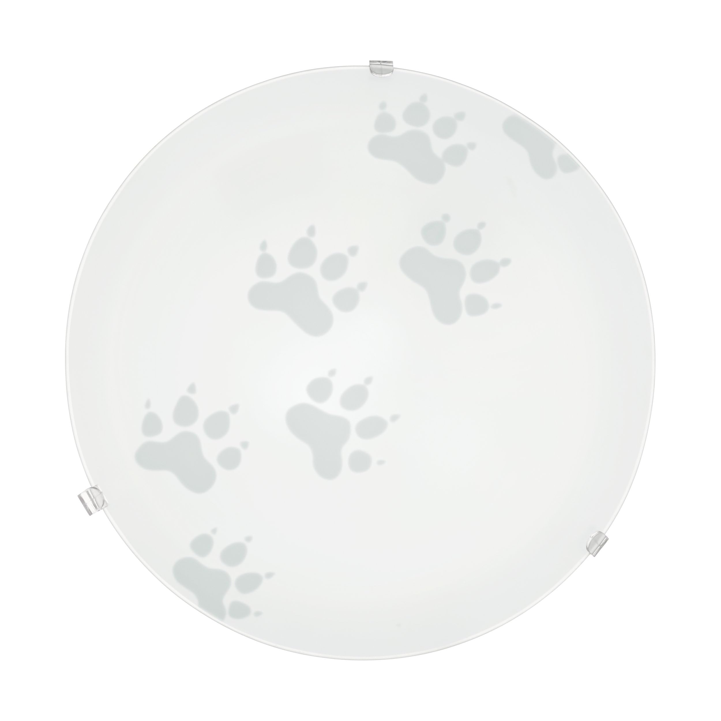 Eglo Ceiling lamp Mars, Wall Light, Ceiling Light Made of Steel, Colour: White, Glass: White Satin Motif paw, Socket: E27