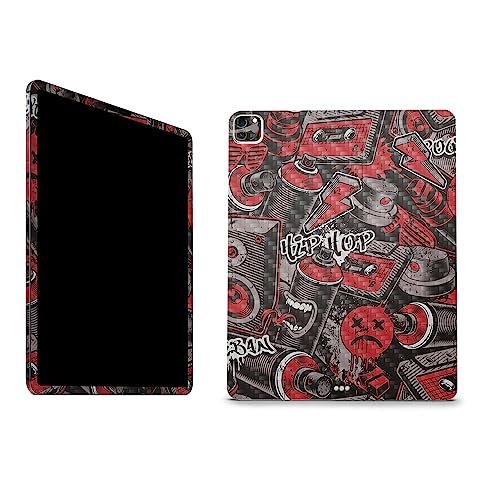 Image of MightySkins Carbon Fiber Skin Compatible with Apple iPad Pro 12.9 inch M2 6th Gen (2022) Full Wrap Kit - Red Hip Hop | Protective, Durable Textured Carbon Fiber Finish | Easy to Apply | Made in The USA