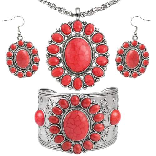Shop LC Howlite Western Jewelry Set for Women Boho Cowgirl - Red Rock