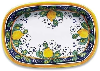 Hand Painted Italian Ceramic Alcantara Oval Dish - Handmade in Deruta