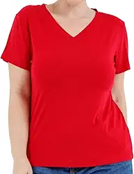 Blusa Básica Feminina Plus Size Viscolycra Decote V - Toque Macio, Modelagem Confortável e Secagem Rápida