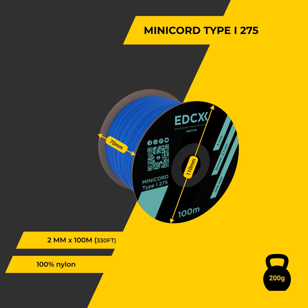 EdcX 2 mm Nylon Paracord 275 (15, 30, 50 and 100 m)- 100% Nylon rope, 3-Strand cord, Nylon cord 2 mm in Many Colours (Turquoise, 100 m) - Image 2