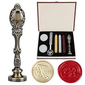 Letter B Wax Seal Stamp Set, Yoption Vintage Alphabet Initial Removable Sealing Stamp Kit with Seal Wax Sticks Gift Box