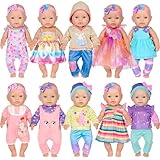 10 Sätze Baby Puppe Kleider Kleidung für 43cm / 17 Zoll Neugeborene Babypuppen (Keine Puppe)