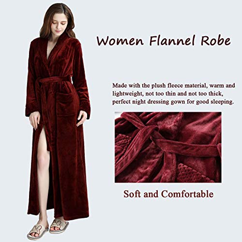 Hellomamma Long Bath Robe for Womens Plush Soft Fleece Bathrobes Nightgown Ladies Pajamas Sleepwear Housecoat2