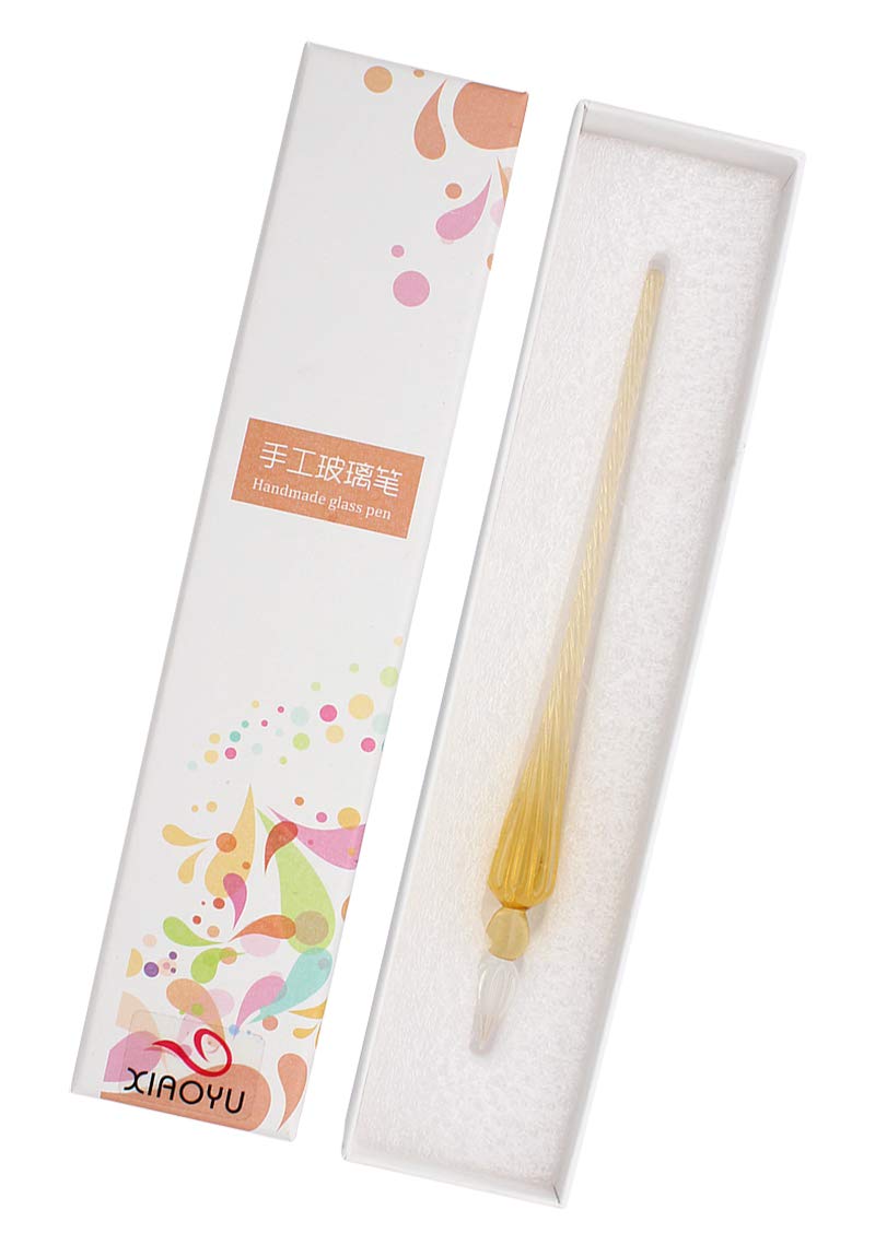 XIAOYU Handmade Glass Dip Pen for Writing Drawing and Calligraphy with Gift Box - Gold