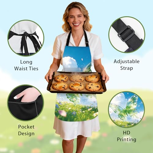 Image of Nuxovilar Decorative Kitchen Apron, 26.77x30.70 Inch Polyester Cooking Wearable Cover