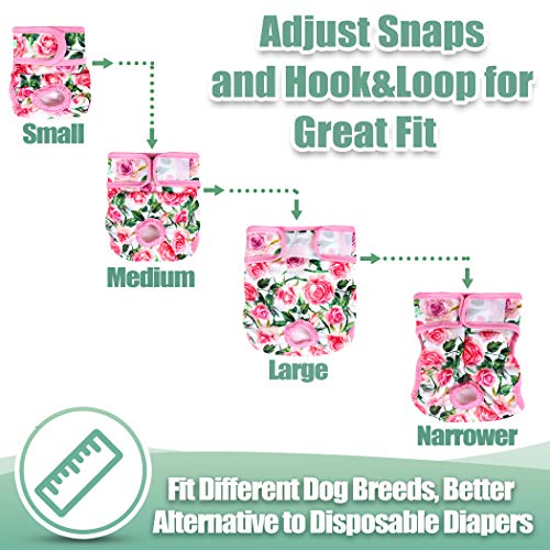 Image of wegreeco Luxury Washable Reusable Dog Diapers (Stylish Pattern) - Female Dog Diapers, Doggie Diapers, 3 Pack (Floral, Small)