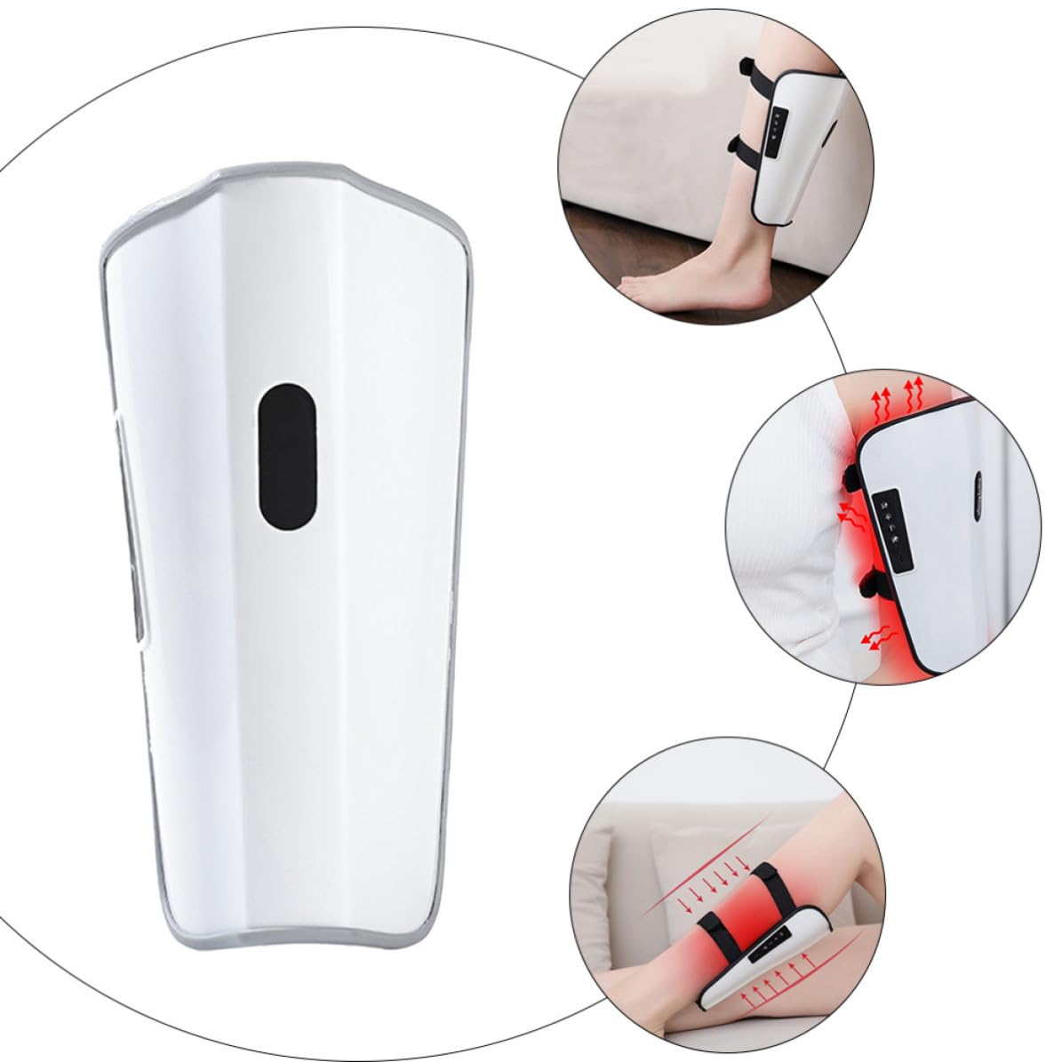 Masajeador de Brazos y Piernas Eléctrico Blanco Función de Mejorar la Circulación, Material Abs, Batería 800mah, Adecuado para Uso en Casa y Relajación Muscular