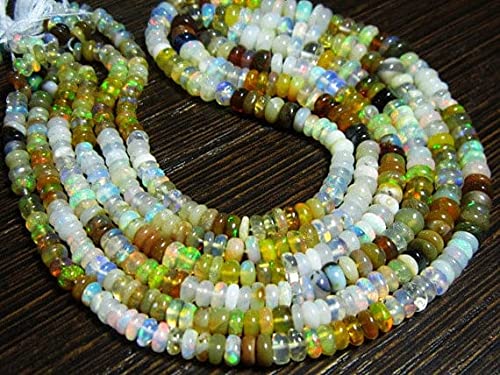 Fil opale Welo Éthiopie véritable perle rondelle lisse 3.5mm 6mm création - 2