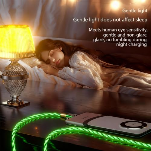 Image of AYI Green Starry Sky USB Charging Cable Cross Edition, 6-in-1 Multi Charger Cord 39in, Glowing LED Data Sync Wire, Tangle-Free PVC, Smart Trickle Charge Chip, Compatible with Virtually All Devices.