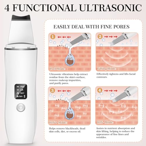 Facial-Skin-Scrubber-Blackhead-Remover-Ultrasonic-Skin-Scrubber-Black-Head-Remover-Pore-Remover-for-Deep-Cleansing-for-Face-EMS-Ion-Exfoliating-Device-4-Modes-Blackhead-Remover-Tool-Rechargeable