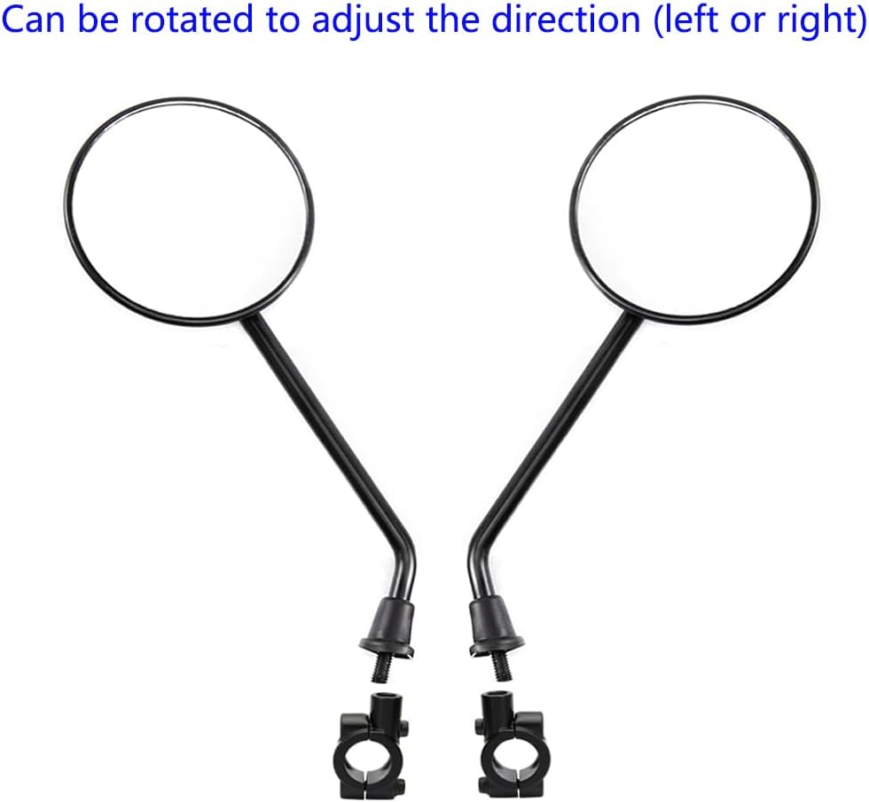 Kucehiup Motorcycle Side Mirror 4 inches Round Rearview with 10mm Handlebar Mirror Mount Holder Clamp Adaptor(Black 2)