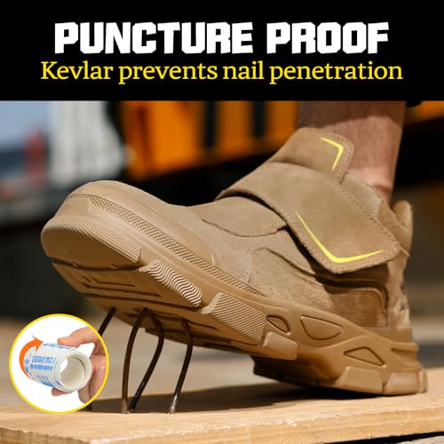Image of GLANOUDUN Steel Toe Boots for Men, Welding Work Boots with Puncture-Resistant Midsole, High Top Hook and Loop Safety Footwear for Welding Workshop Construction Warehouse Factory