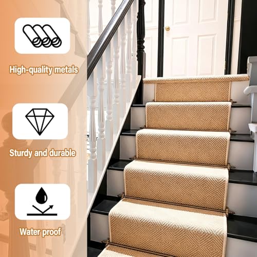Tringles pour tapis d'escalier rustiques pour rénover une maison ancienne