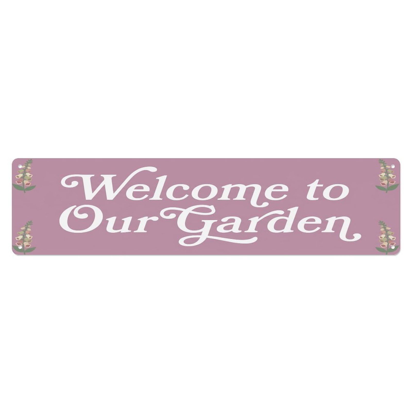Vintage Welcome to Our Garden Foxglove Metal Tin Sign