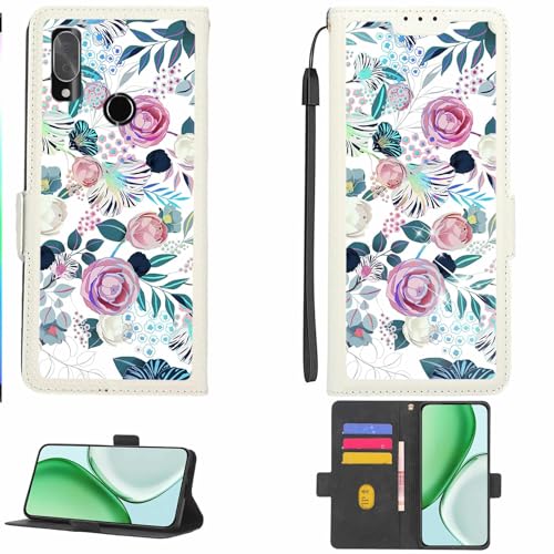 Case Compatible for CUBOT X19S Phone Case Flip Cover [with Tempered Glass Screen Protector][RFID Blocking][Colorful Reflect Light] LPT-HUA3