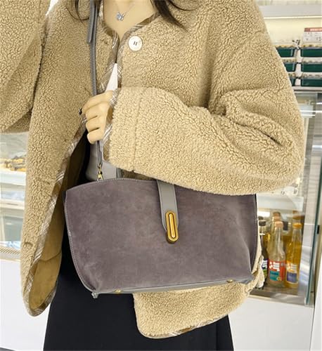 Women Slouchy Suede Tote Shoulder Bag Retro Crossbody Large Satchel Work Purse Bucket Bag Adjustable Strap Work3