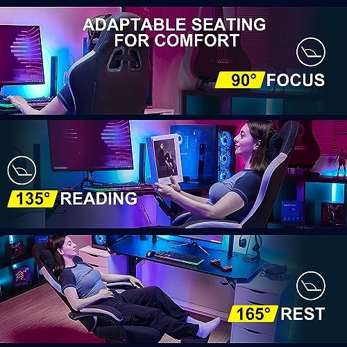 Image of DROGO Throne Ergonomic Gaming Chair with Linkage Armrest, Foot Rest, & Adjustable Seat | Computer Chair with Fabric, Head & Massager Lumbar Pillow | Home & Office Chair with Full Recline (Black)