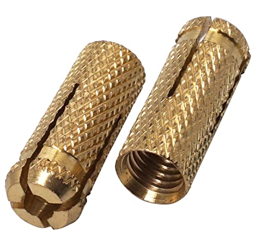 SKIR'CO Lot de 10 chevilles en laiton M10 x 32 mm, manchon de boulon, chevilles murales d'expansion, ancrage béton de maçonnerie