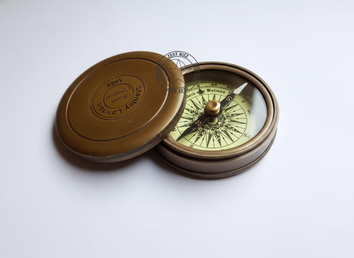Brass Antique 2 Inch Sundial Compass for Outdoor Activities (NHCD)-picture-38