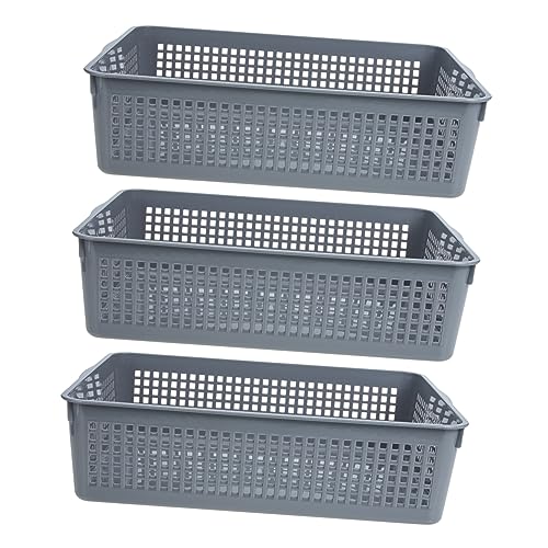 ZUNOXAZ Caja De 3 Piezas Canasta De Bocadillos De Oficina Taza De Pluma Para Escritorio Juguete Contenedores De Almacenamiento De Ropa Papelera Cesta De Almacenamiento Red El Plastico Grey