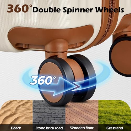 Luggage Set 3 Piece Luggage with PC+ABS Hardshell TSA Lock Spinner Wheels Carry on Lightweight Suitcase，Cup Holder,YKK Zippers (Green, 5 piece sets(20/24/28/DB/TB))3