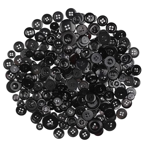 450-550Pcs Black Buttons for Crafts Assorted Size Buttons for Sewing Black Craft Buttons for Arts DIY Crafts Decoration Assorted Buttons for Crafts 0.3-1 inch
