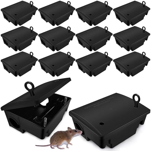 Rat Bait Stations with Keys, 12 Pack Large Humane Mouse Rodent Ba...