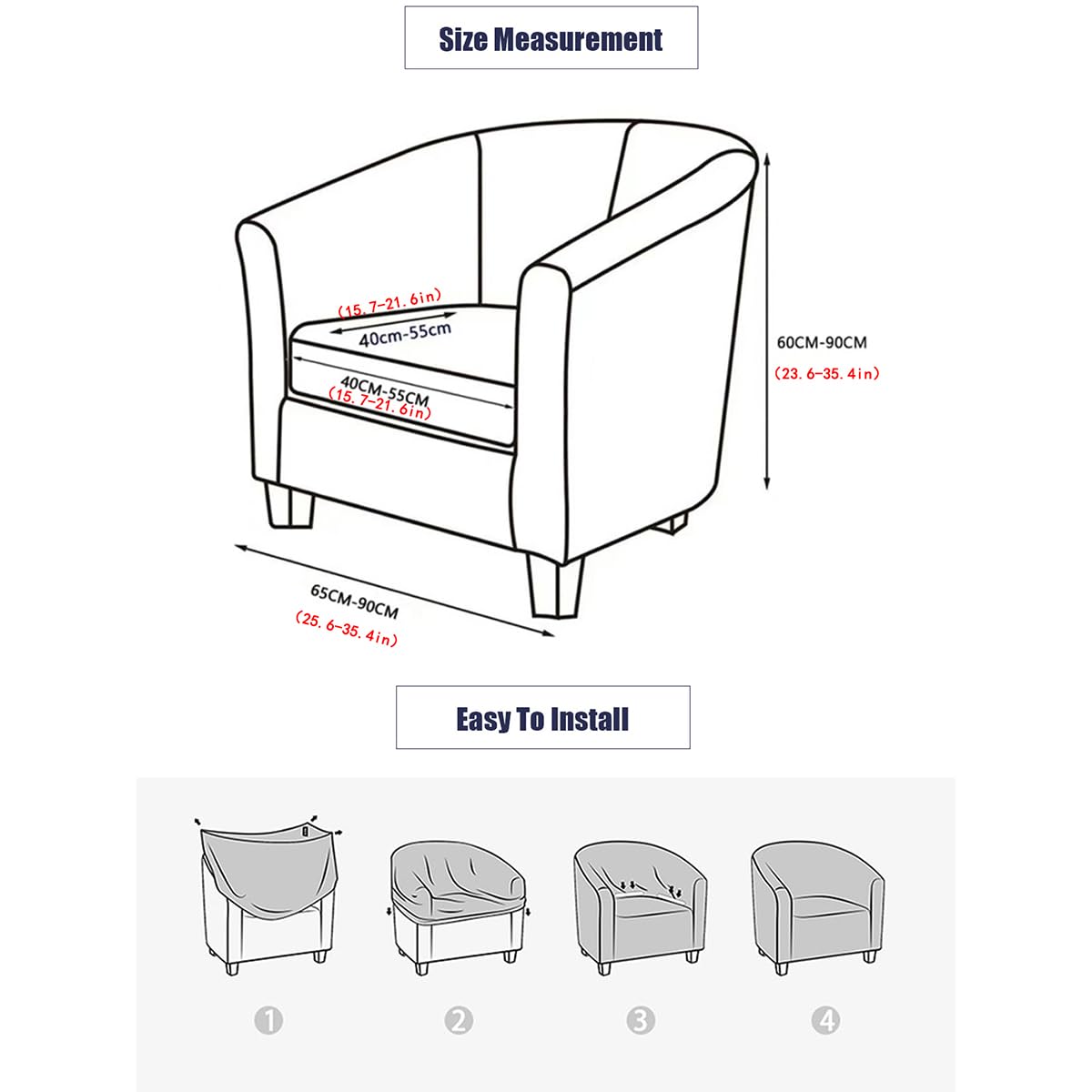 XGANGM Club Chair Covers Slipcover Stretch Barrel Armchair Sofa Covers Tub Chair Slipcovers Spandex Removable Furniture Protector Arm Chair Cover for Living Room,#2,1 Pieces