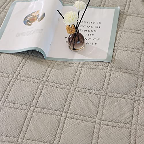 Evenhug Stone Washed Cotton Quilt Set Solid Color | Ruffle Edges Shabby Chic Bed Coverlet With Pillow Sham | Minimalist Diamond Stitched Bedspread For Bed Cover All Seasons (Grey, Queen) #TOP3