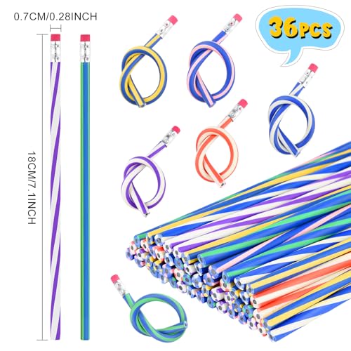 36 lápices flexibles de colores con goma para escuela miniatura 2