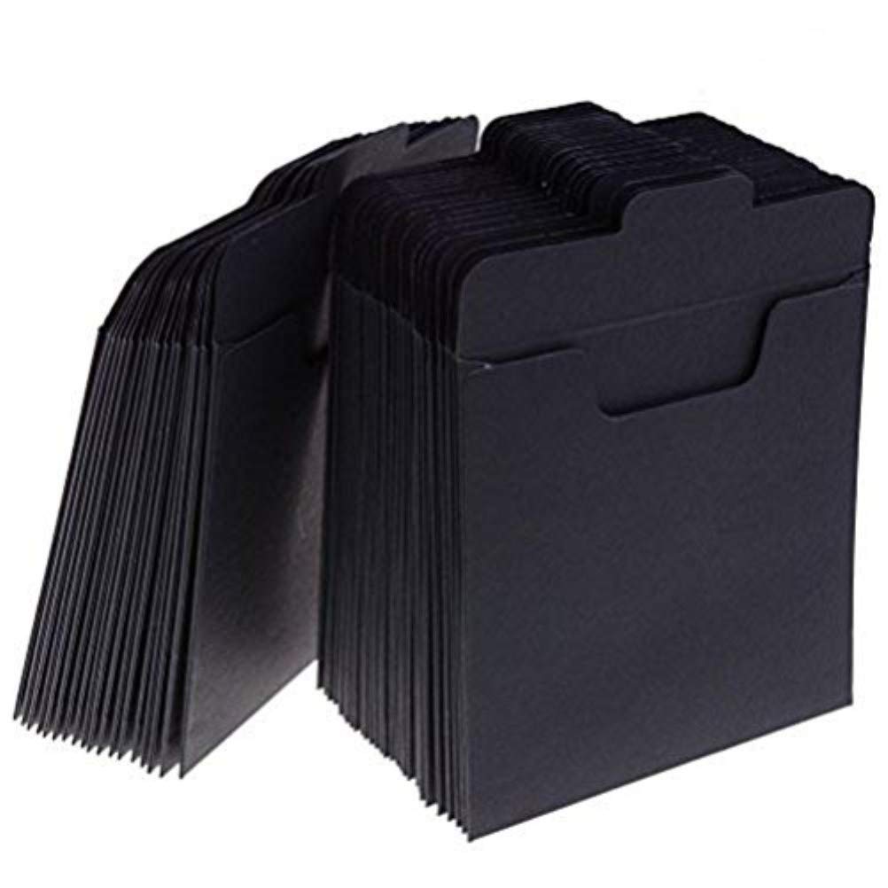 37YIMU 50 Pack CD Sleeves Kraft Paper DVD Envelopes, Black Blank CD Paper Cardboard, CD Kraft Paper Storage Holder Covers Packaging Sleeves - 4.9 x 4.9 Inch
