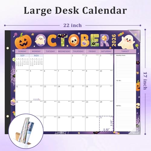 Image of Ospelelf Desk Calendar 2026-2027 Large 22 inchx17 inch Monthly Family Planner Pad with Protective Cover 18 Months Use July 2026 to December 2027 Season
