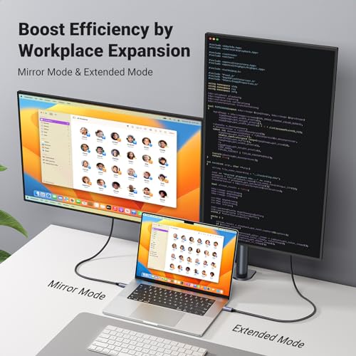 4. Bild von UGREEN USB C auf HDMI Kabel 4K 60Hz 2m Thunderbolt 3/USB C 3.1 HDMI Kabel UHD Geflochten-Aluminium kompatibel mit iPhone 15 MacBook Pro 2021 iPad Pro/Air, Galaxy S23 Ultra usw. (2M)