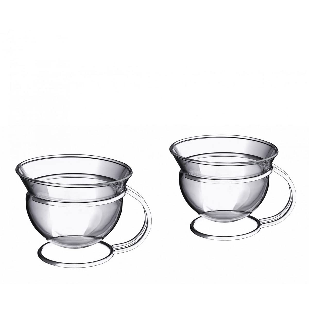 Pott Stainless Steel & Glass Mono Filio Tea Cups (2-Pack, 4.2 oz, Transparent, Modern, Reusable)