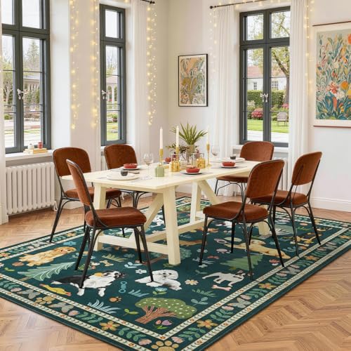 Tapete decorativo 5x7 lavado animal estampado verde oscuro miniatura 5