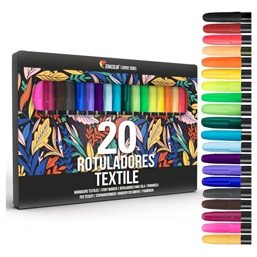 20 Rotulador Textil Permanente con Punta Fina - para Tela No Tóxica y Indeleble - Perfecto para Camisetas, Bolsas, Tote Bag y Otros Tejidos - Para Niños y Adultos