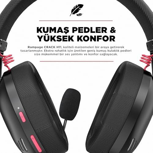 Rampage Crack H11 Siyah Wireless 2.4G+ Bluetooth Mikrofonlu Oyuncu Kulaklığı - Görsel 2