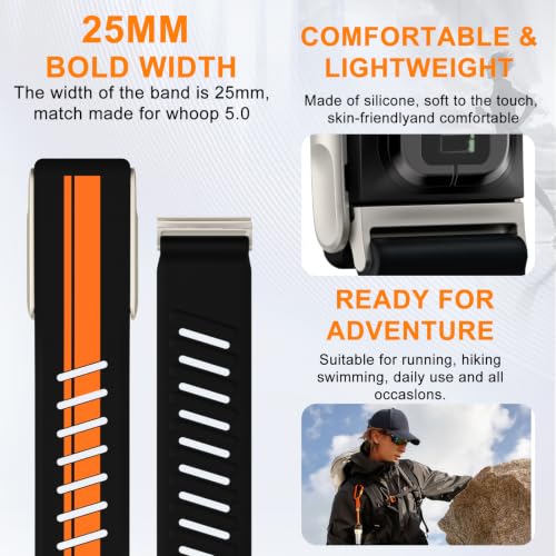 Image of omee Silicone Sport Band Compatible with Whoop 5.0 Band One, Peak and Life /MG Strap Men Women, Breathable Sport Adjustable Waterproof Replacement Wristbands Straps for Whoop 5.0 Silicone Bands