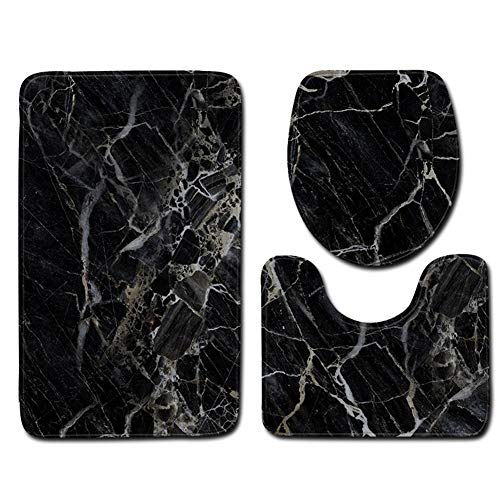 LanLan Copriwater e Copri Serbatoio per WC 3Pcs / Set Set di Servizi igienici in Marmo Stampato Tappetino da Bagno Copridivano Tappeto Decorazione del Bagno Abito a Tre Pezzi Y181009-C007